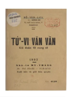 Tử Vi Văn Vần – Đỗ Văn Lưu – XB 1937