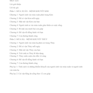 Đổi Vận Cho Người Mệnh Khuyết Kim Thủy - Quyển Xuân Hạ – Lý Cư Minh